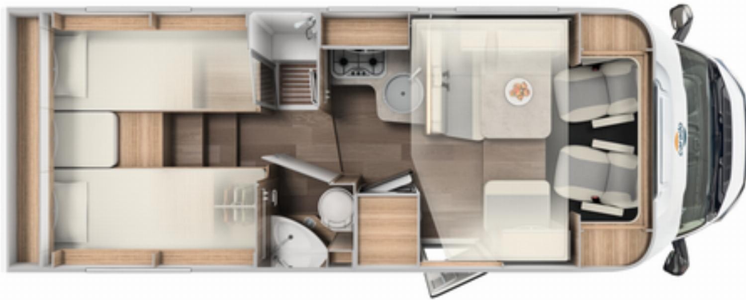 Grundriss Carado Edition15 T 447 SAT+TV, Hubbett, Navi+Kamera