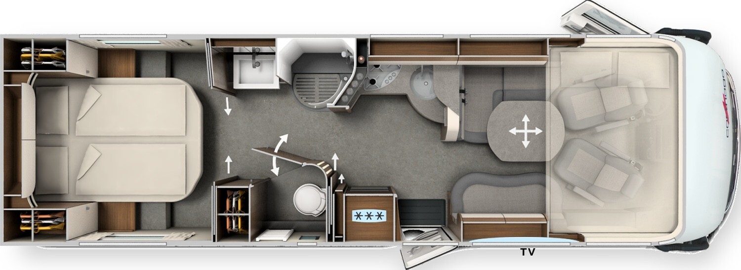 Grundriss Carthago chic c-line I 6.2 XL QB E+P Stützen, Luftfeder