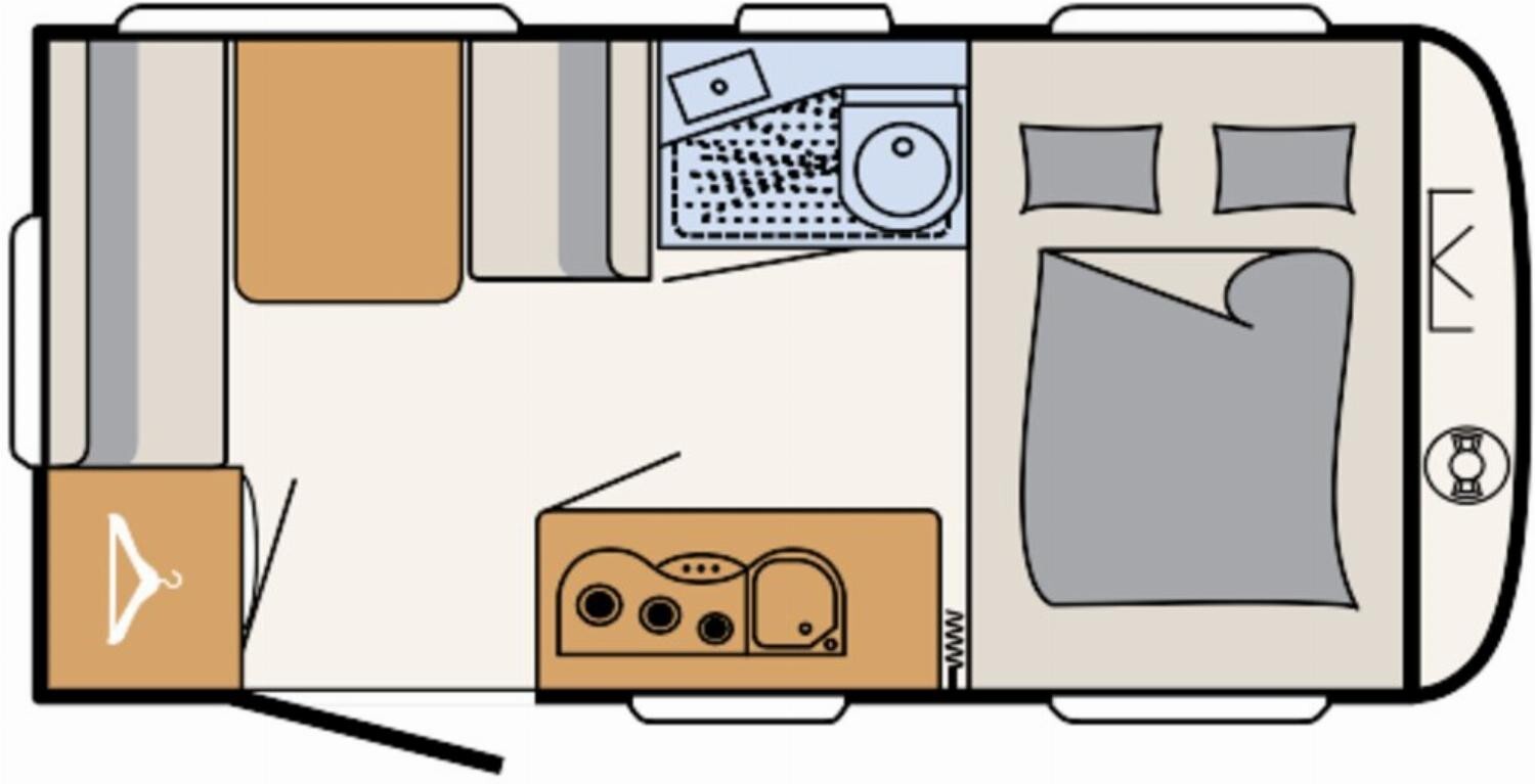 Grundriss Dethleffs Aero 410 QS Auflastung, Dusch und Touring Paket