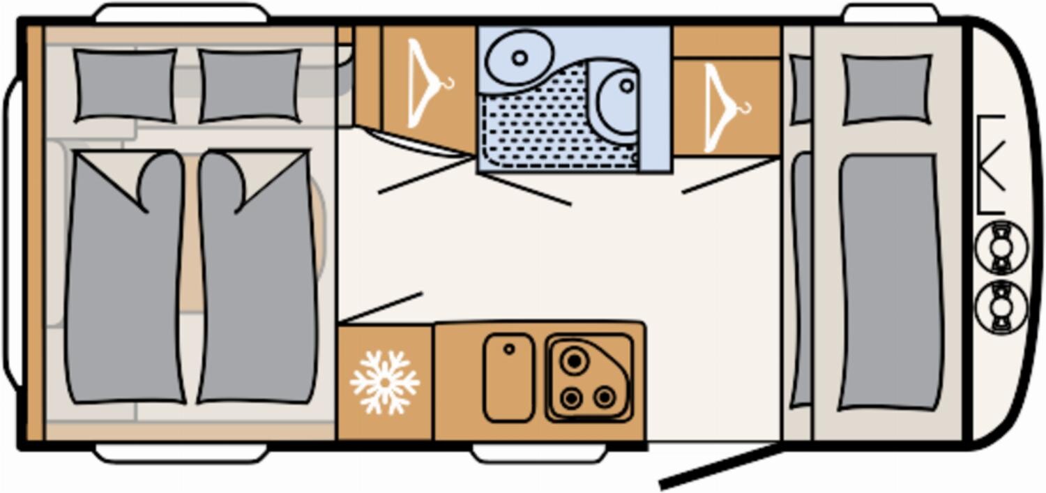 Grundriss Dethleffs c-go 465 KR up ATC, Duo-COntrol, 6 Schlafplätze
