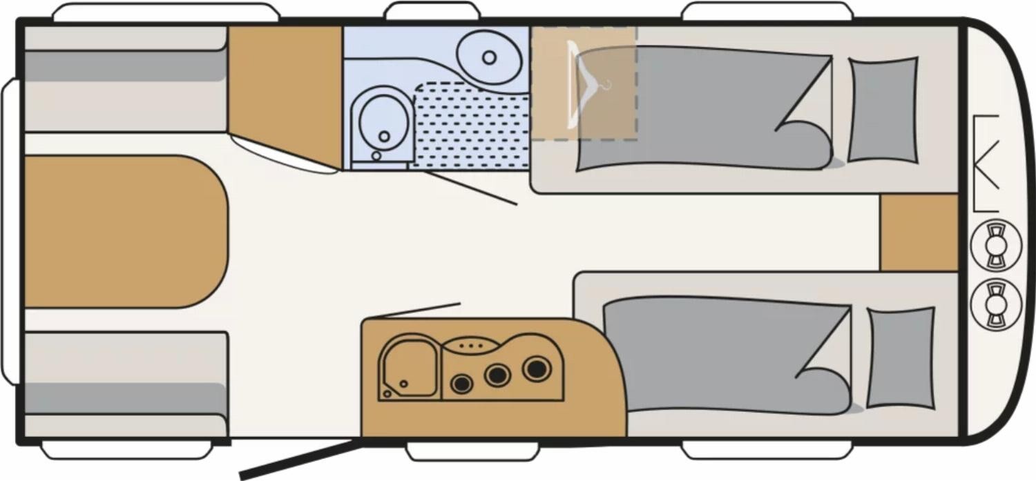Grundriss Dethleffs c-go 475 EL Safety-Paket, Stauklappe vo. li.