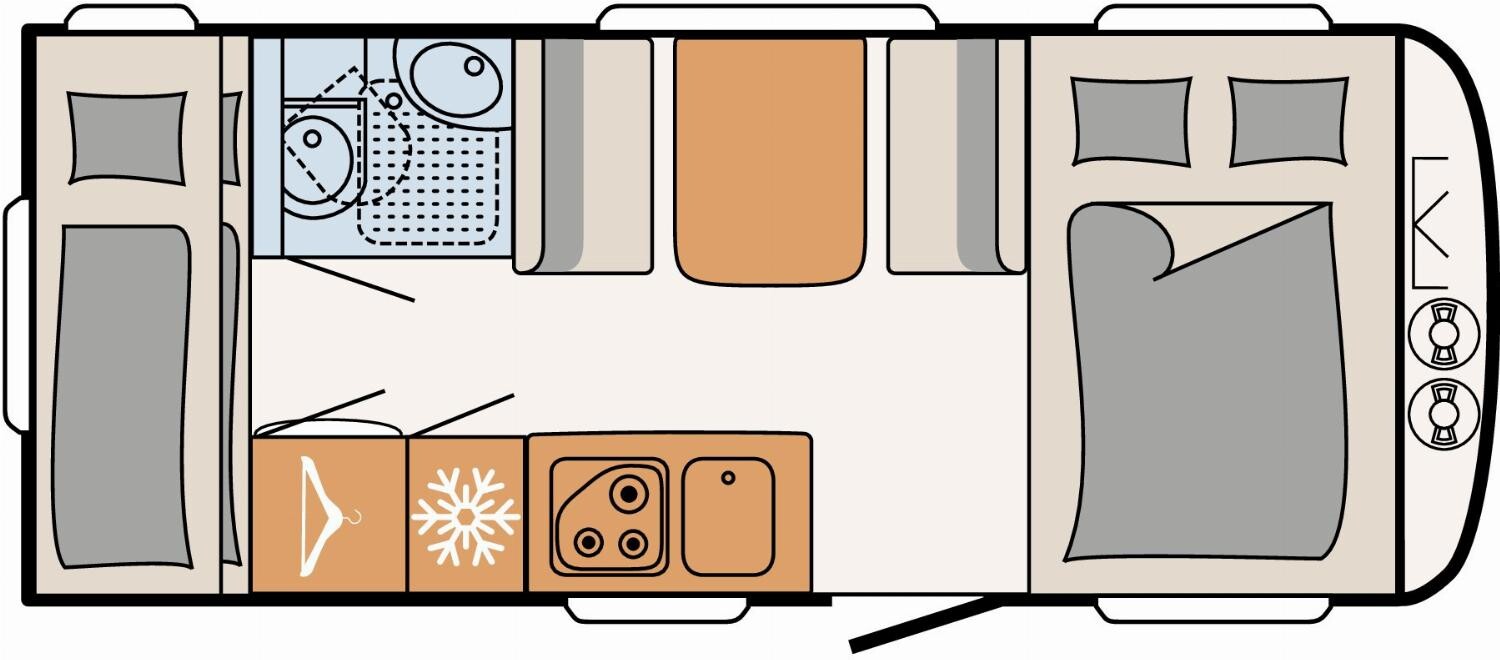 Grundriss Dethleffs c-go 495 QSK Mover,Fahrradträger,Sackmarkise