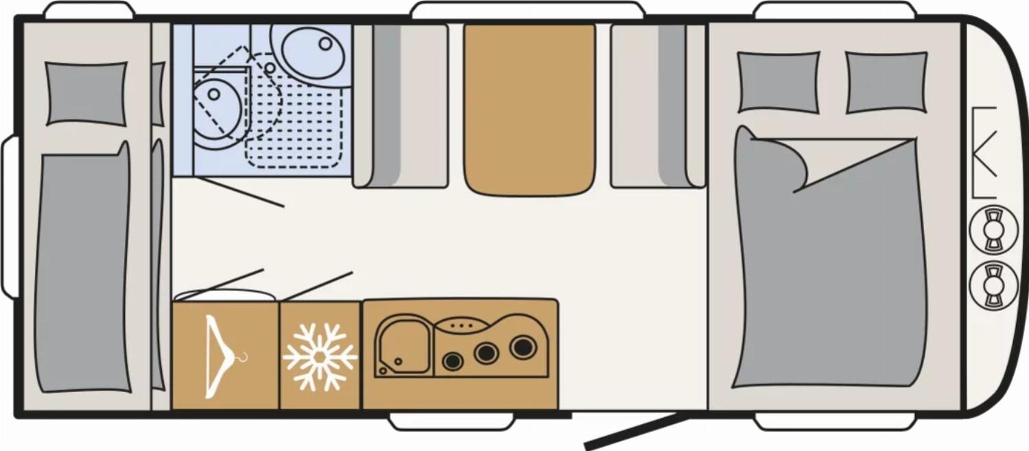 Grundriss Dethleffs c-go Active 495 QSK Safety-Paket + Bugfenster