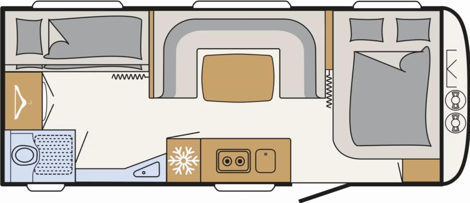 Grundriss Dethleffs Camper 540 QMK Dusch-&Sicherheitspaket, 2T-Achse