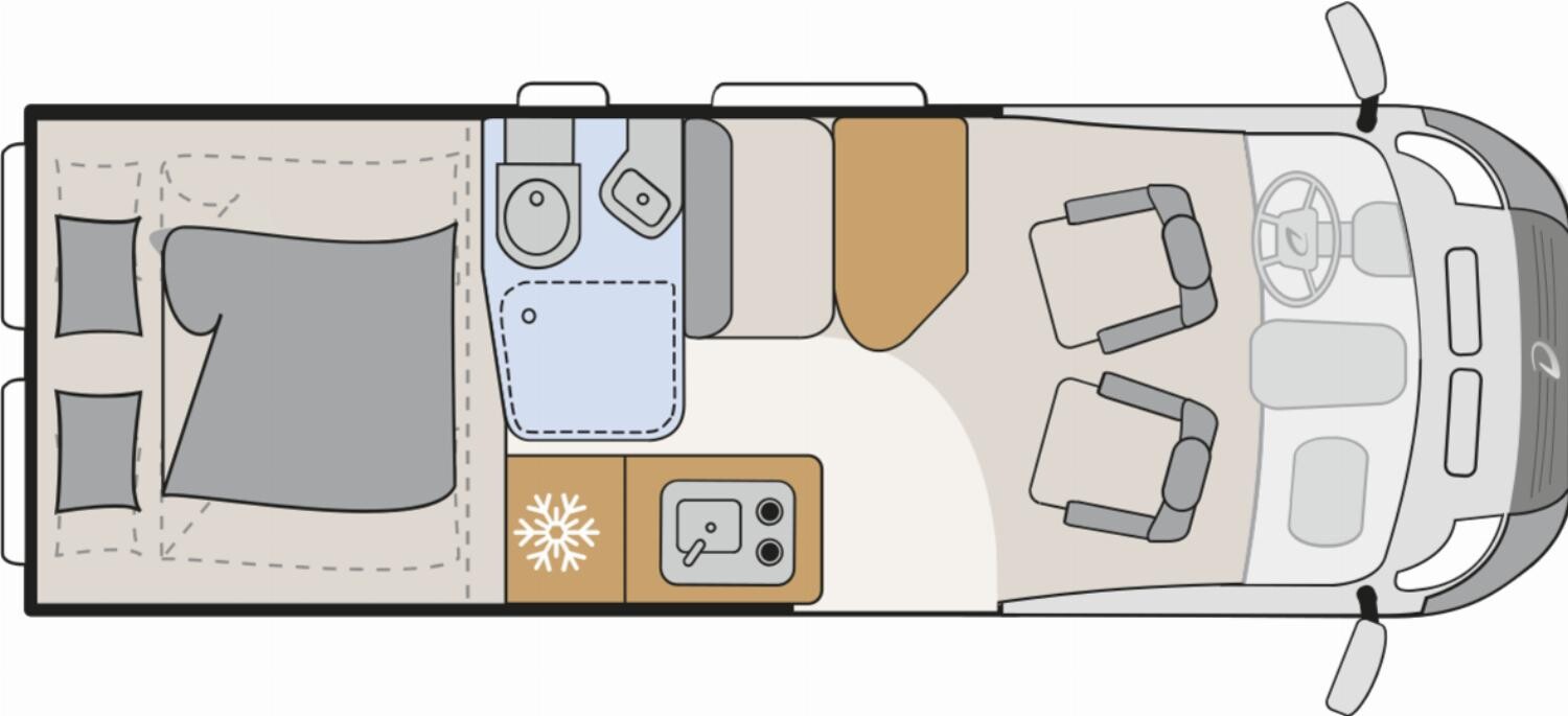 Grundriss Dethleffs Globetrail 640 HR Digital-Paket, zus. Bett unten