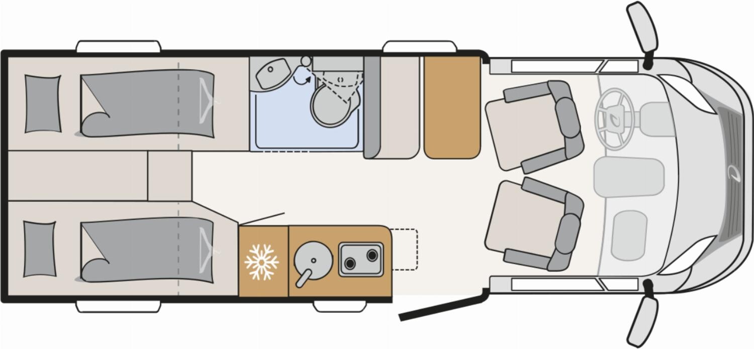 Grundriss Dethleffs Globebus Camp T 4 Navi/RFK, Markise, LED-Scheinw