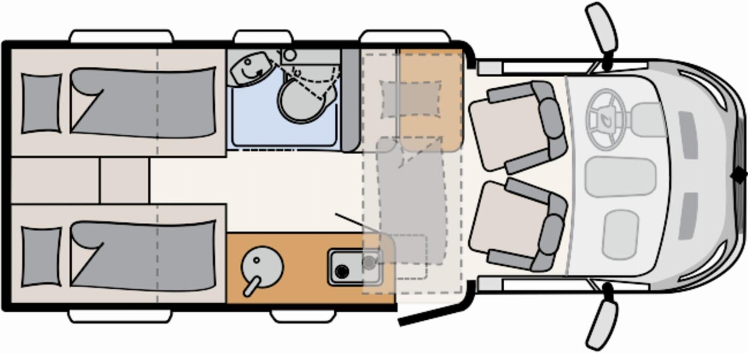 Grundriss Dethleffs Just Go T 6615 EB 160 PS Automatik, Markise, AHK, RFK uvm.