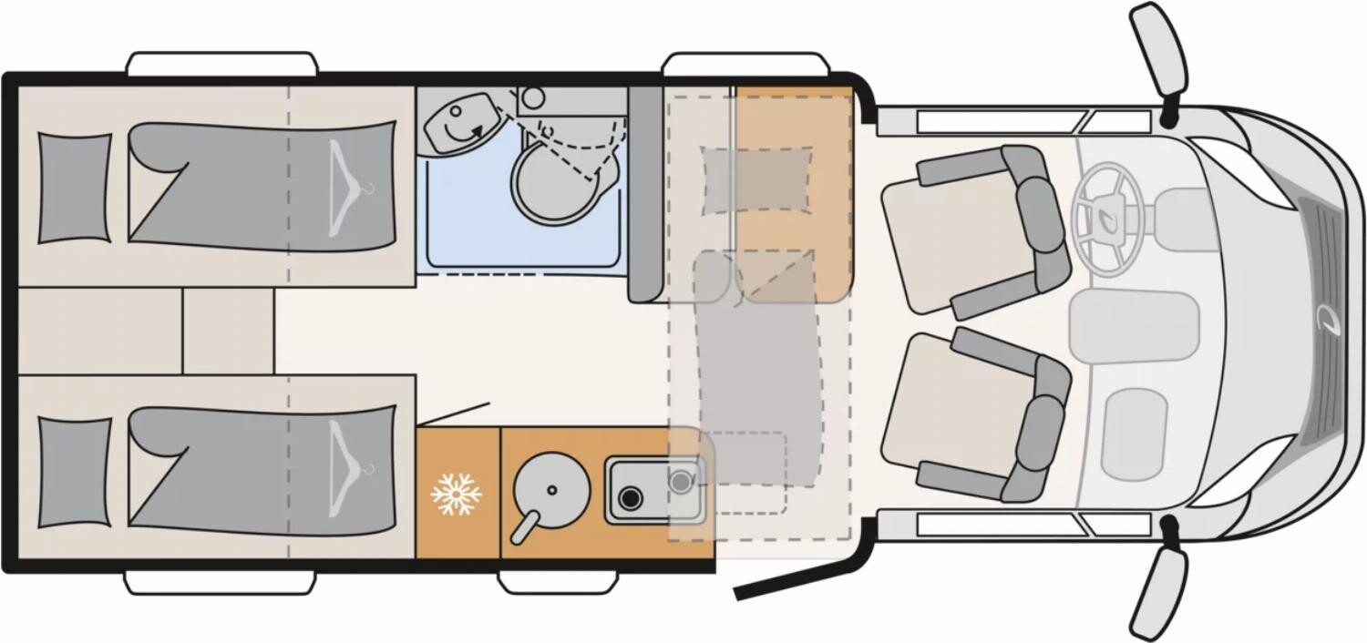 Grundriss Dethleffs Trend T 6617 EB 8G-Automatik, Hubbett, GT-Paket