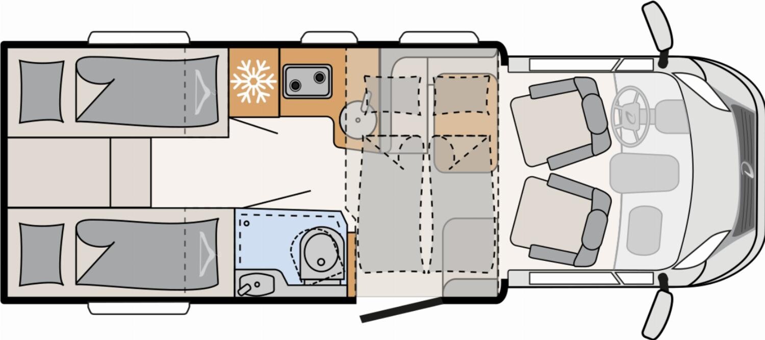 Grundriss Dethleffs Just Camp Active T 6812 EB Hubbett, 8G-Automatik