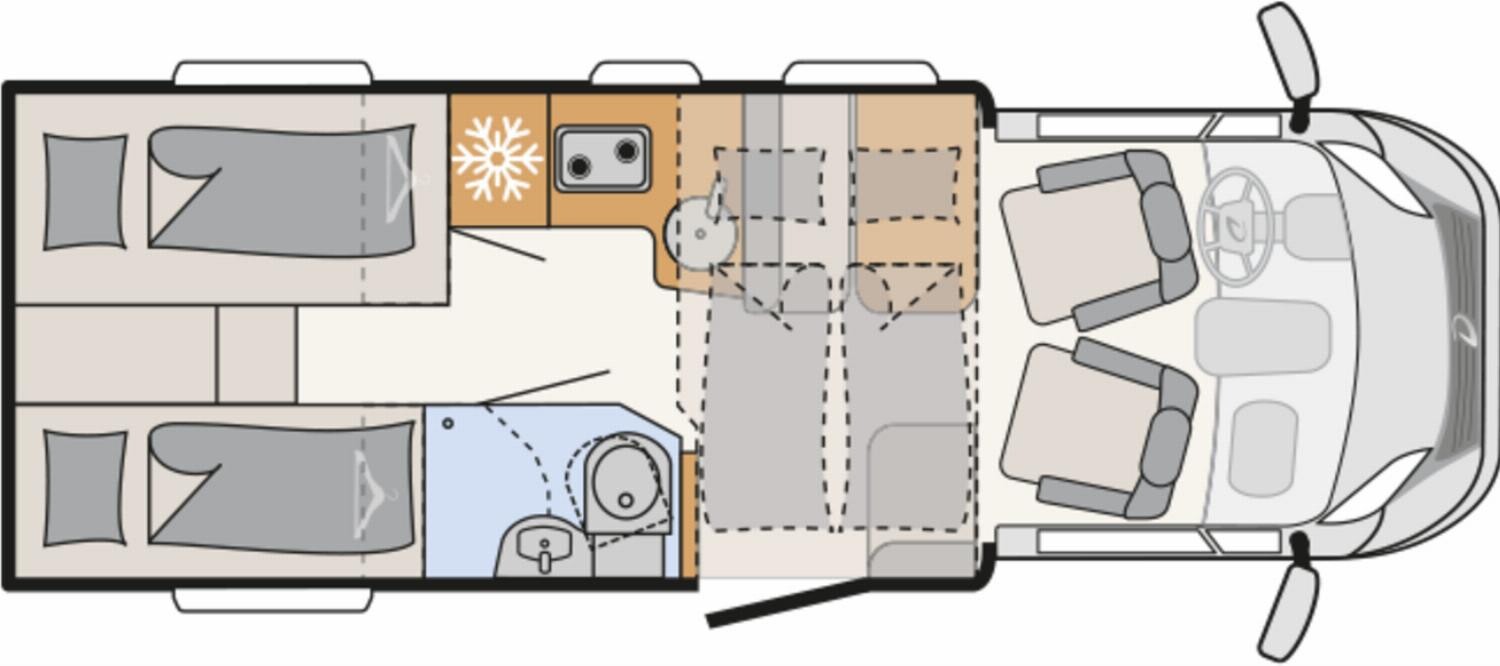 Grundriss Dethleffs Trend T 6817 EB Winterpaket, Hubbett, 8G-Automat