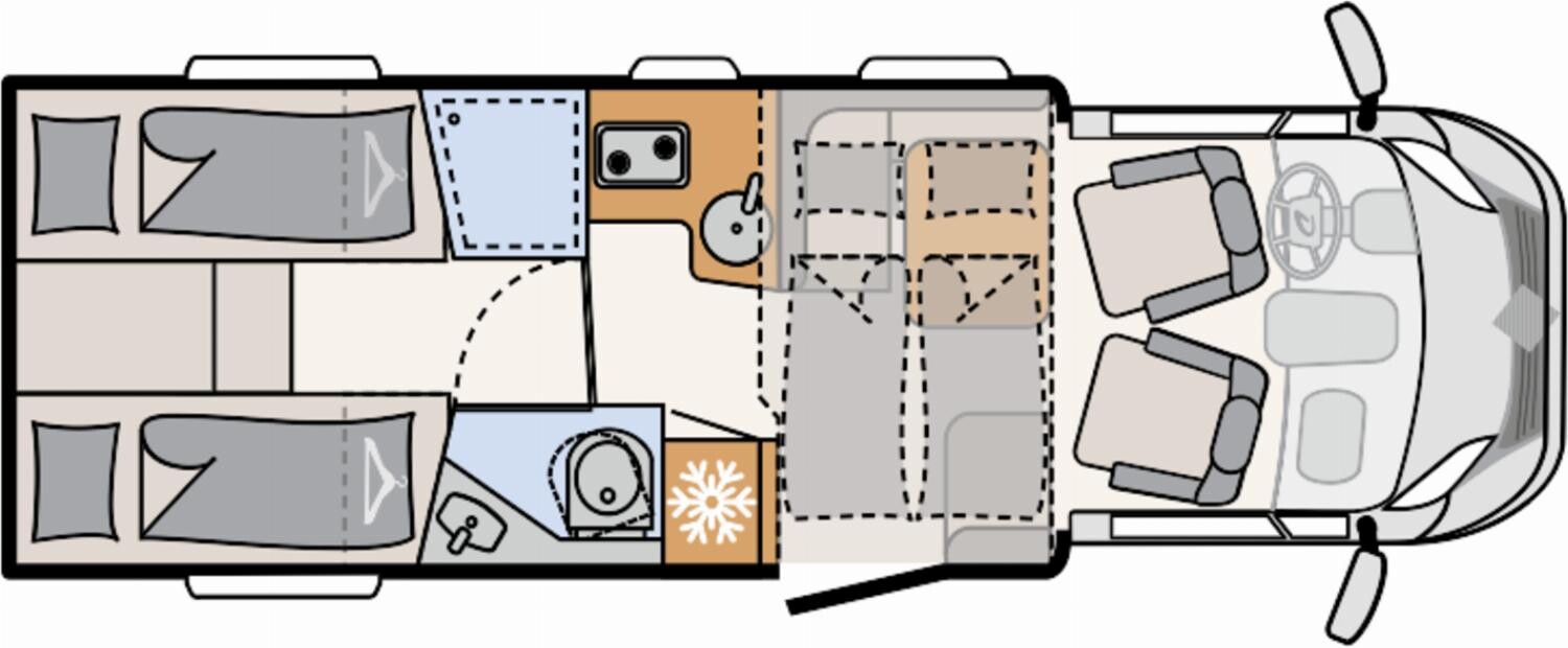 Grundriss Dethleffs Just Camp T 7052 EB Winterpaket, Hubbett, isofix