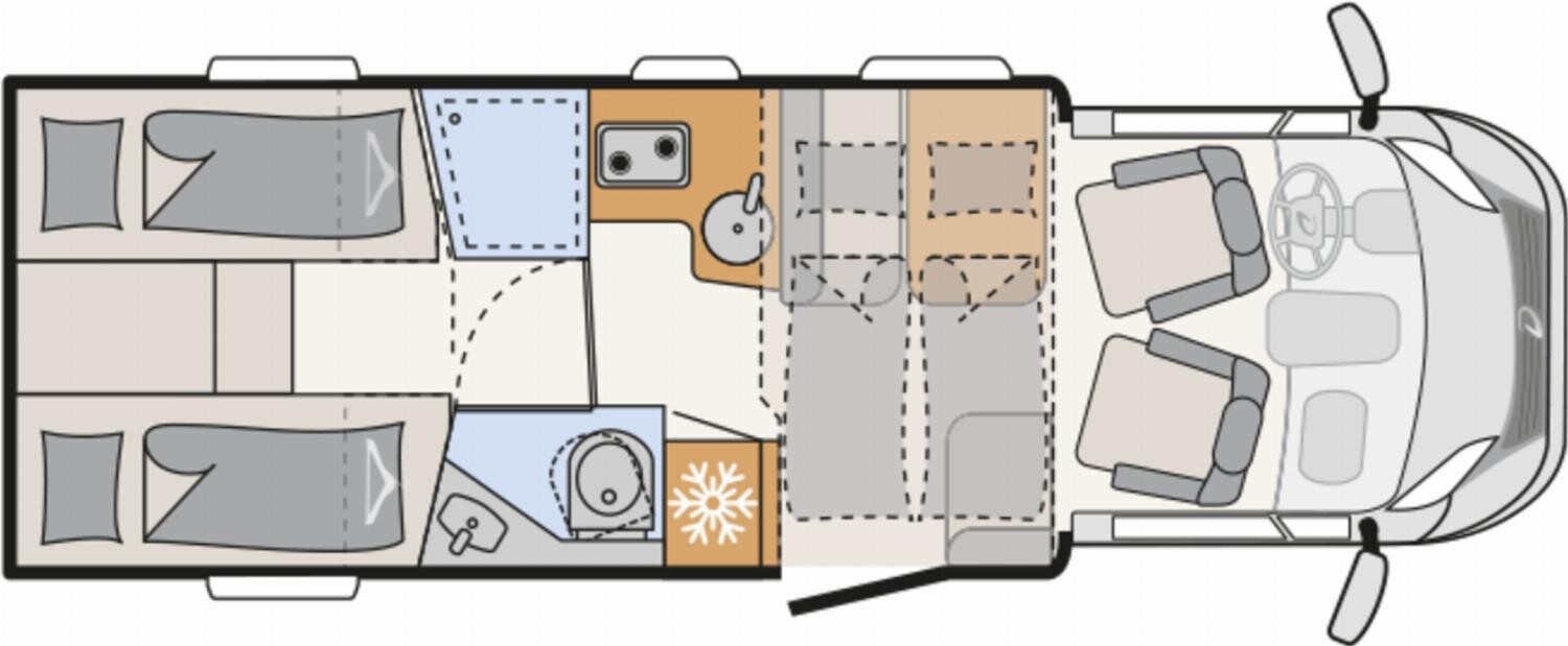 Grundriss Dethleffs Trend T 7057 EB Hubbett+Winterpaket+180PS/Autom.