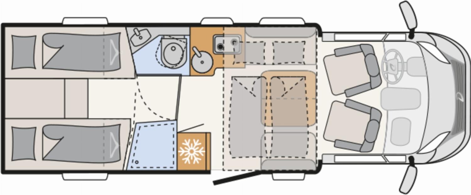 Grundriss Dethleffs Trend T 7057 EBL ALDE, Backofen, SAT+TV, ACC