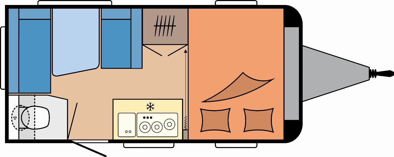 Grundriss Hobby OnTour 390 SF Bugfenster, Hobby-Connect, 47LTank