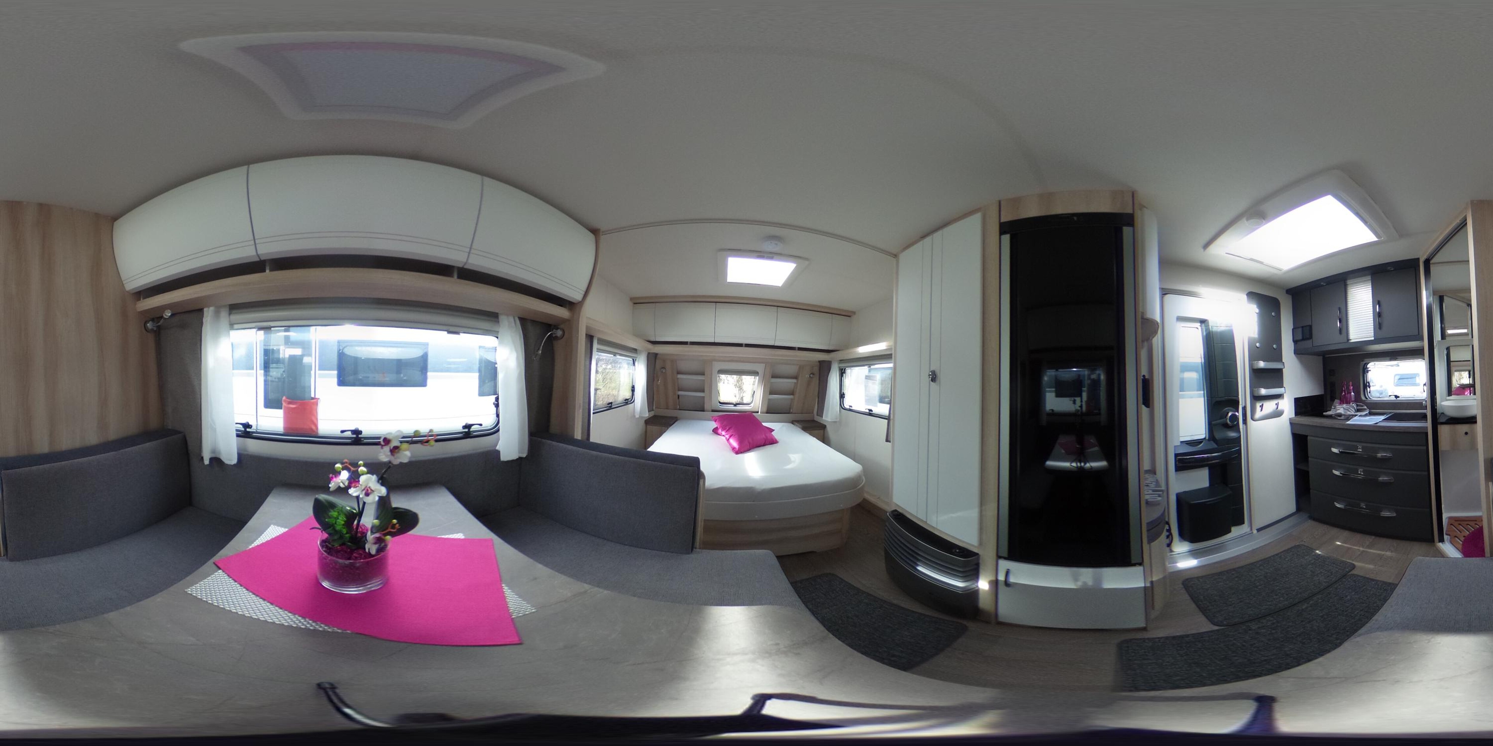 360° Ansicht Hobby De Luxe 460 SFf 2026er, TV-Halter, Hobby-Connect