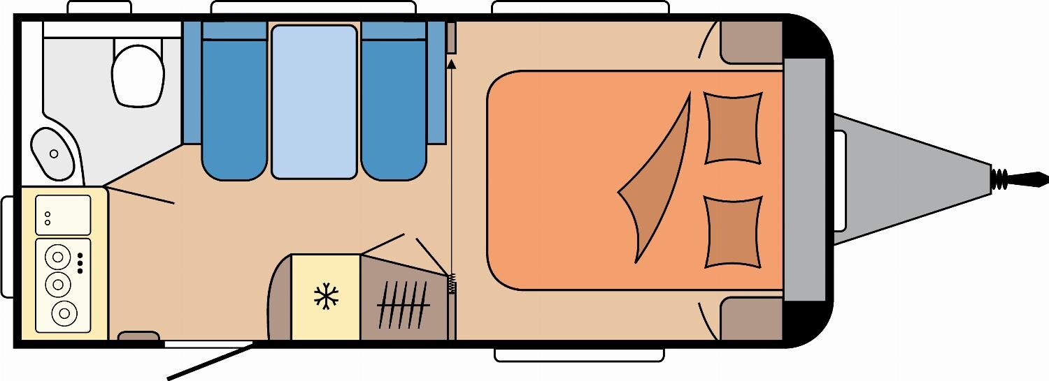 Grundriss Hobby De Luxe 460 SFf 2026er, TV-Halter, Hobby-Connect