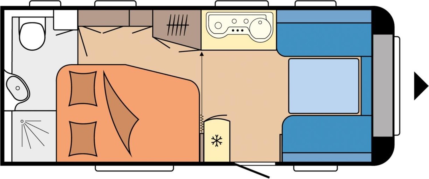 Grundriss Hobby De Luxe 495 WFB Fahrradträger, Monocontrol CS,