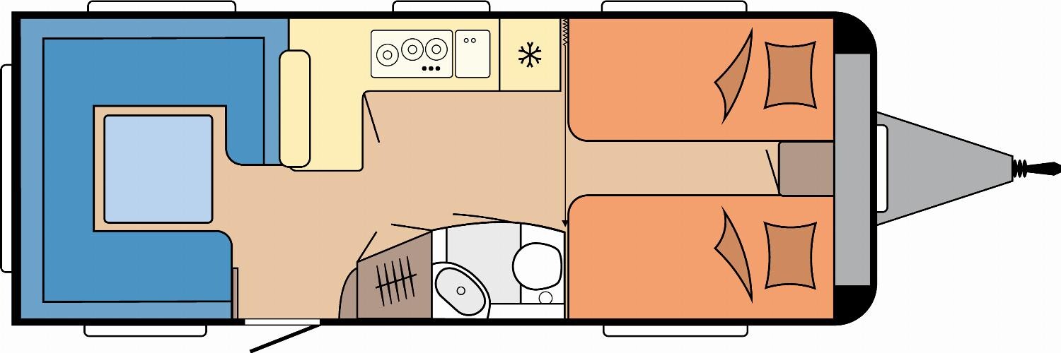 Grundriss Hobby Prestige 620 CL Fußbodenheizung, City-Anschluss