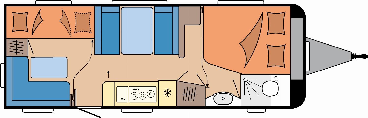 Grundriss Hobby Excellent Edition 650 KMFe Combi6E + Fußbodenh.