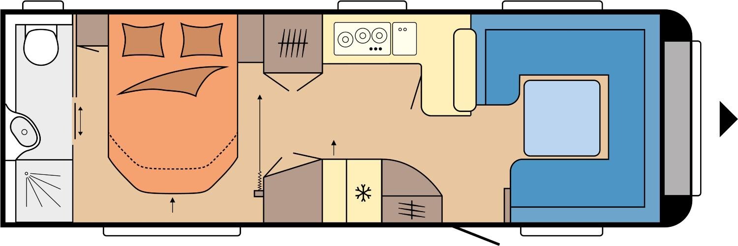 Grundriss Hobby Prestige 720 WQC ALDE, Dachklima, DuoControl, TV