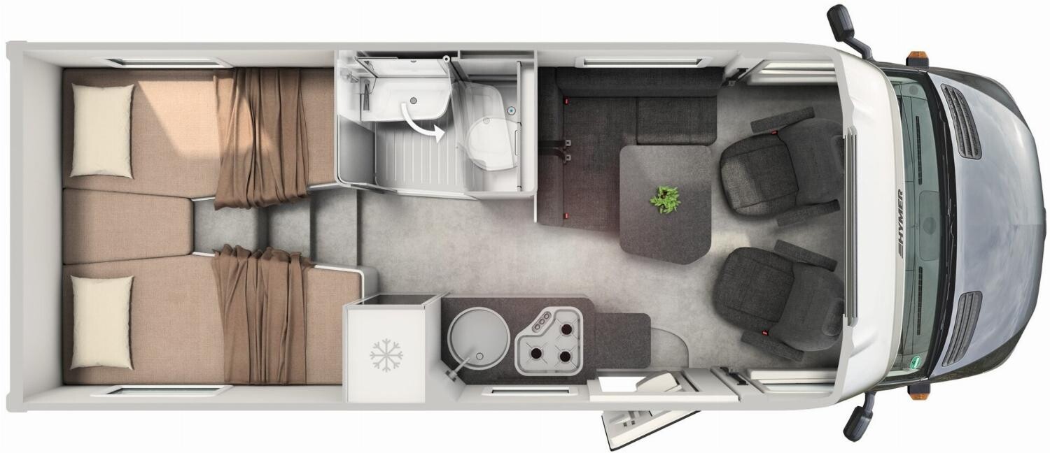 Grundriss Hymer ML-T CrossOver 570 18-Zoll-Deltas, GFK-Dach, TV