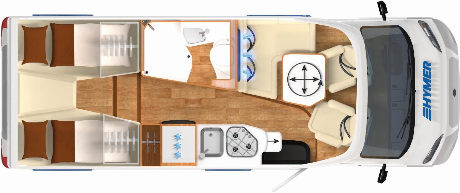 Grundriss Hymer Exsis-t Pure 580 Wechselrichter + 200Ah Lithium