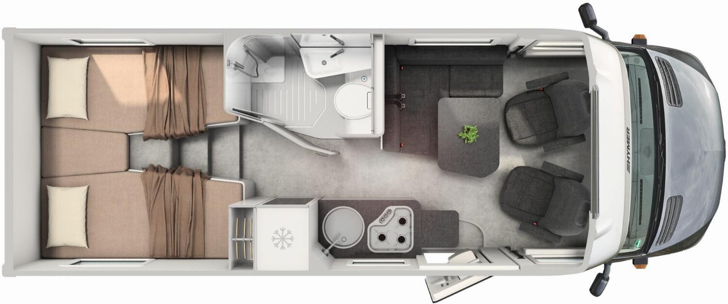 Grundriss Hymer ML-T 580 Arktis-Paket, Dachklima, 2xTV, GFK-Dach