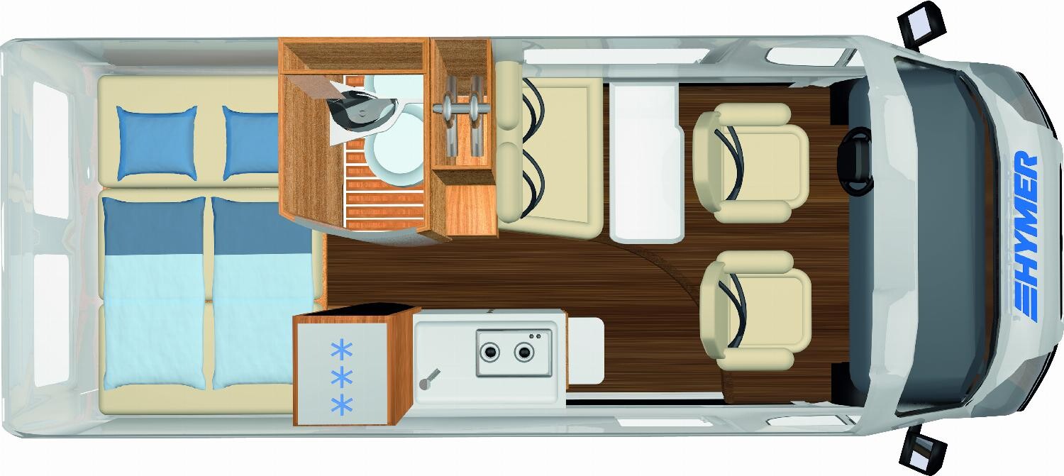 Grundriss Hymer Free 600 70-years-Race mit Racing-Stoßfänger !