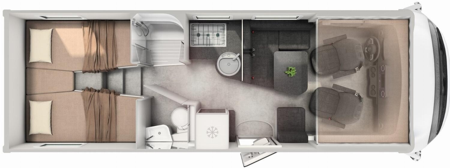 Grundriss Hymer B-Klasse MC I 680 Arktis+Lithiumpaket, Solar, TV