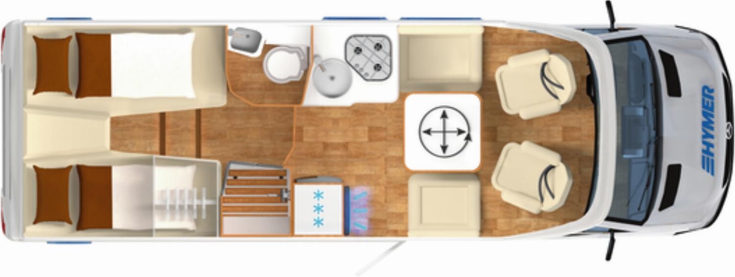 Grundriss Hymer Tramp S 685 HY4,Klima,Luftfeder,Lithium,Solar