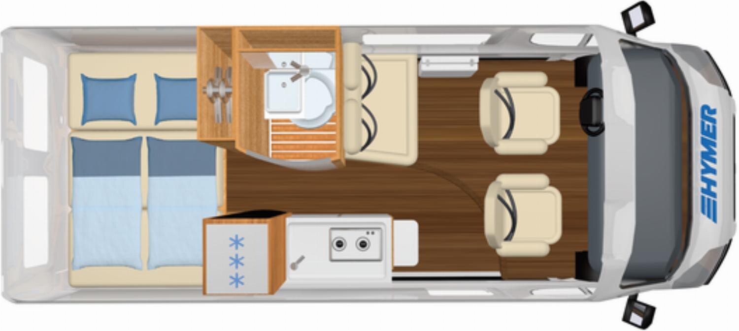Grundriss Hymer Grand Canyon Fiat Luftfeder.+200AhLithium+4.250+