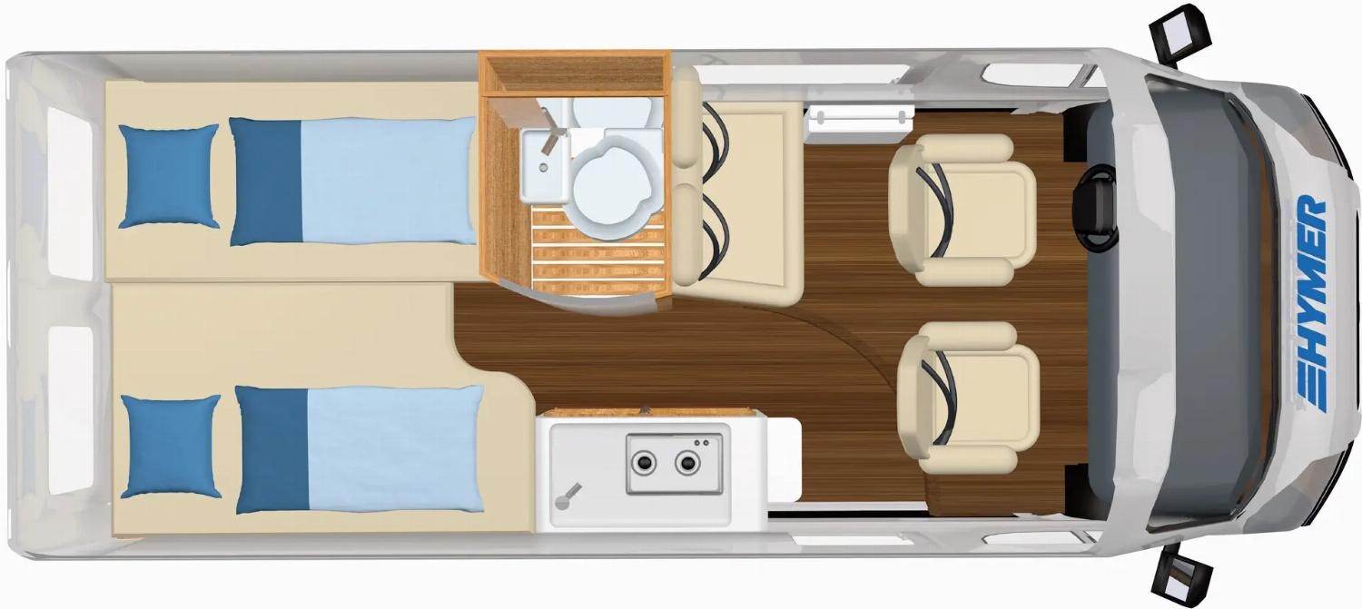 Grundriss Hymer Yosemite Fiat 18-Zoll Delta Felgen, Aufstelldach