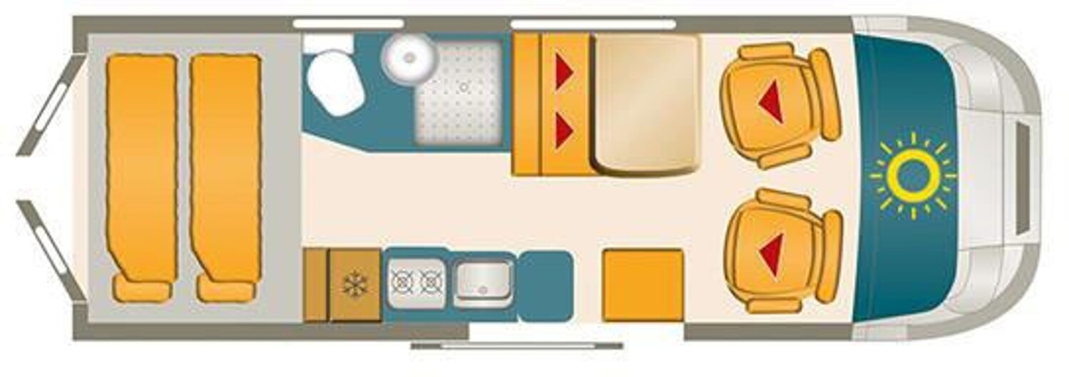 Grundriss Karmann Dexter 580 Trend 300Ah Lithium,Trenntoilette,AHK
