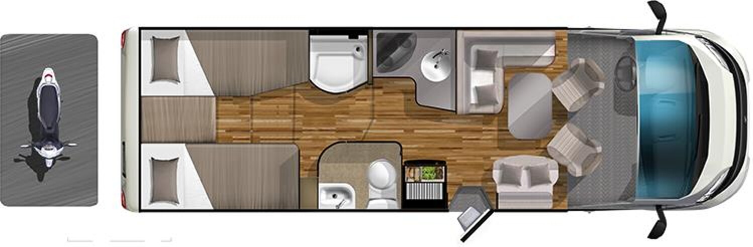 Grundriss Laika Ecovip 409 Rollerträger,Luftfeder,Solar,SAT+TV