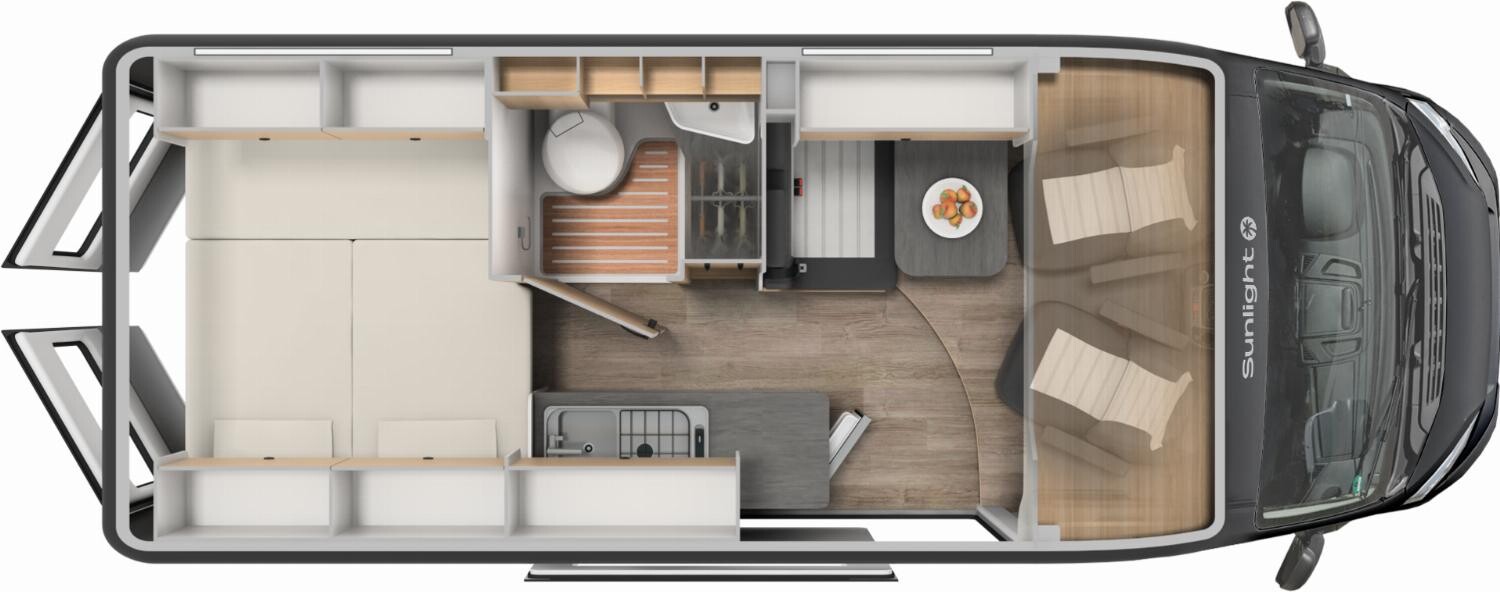 Grundriss Sunlight Adventure Cliff 600 Digitalpaket + Schlafdach