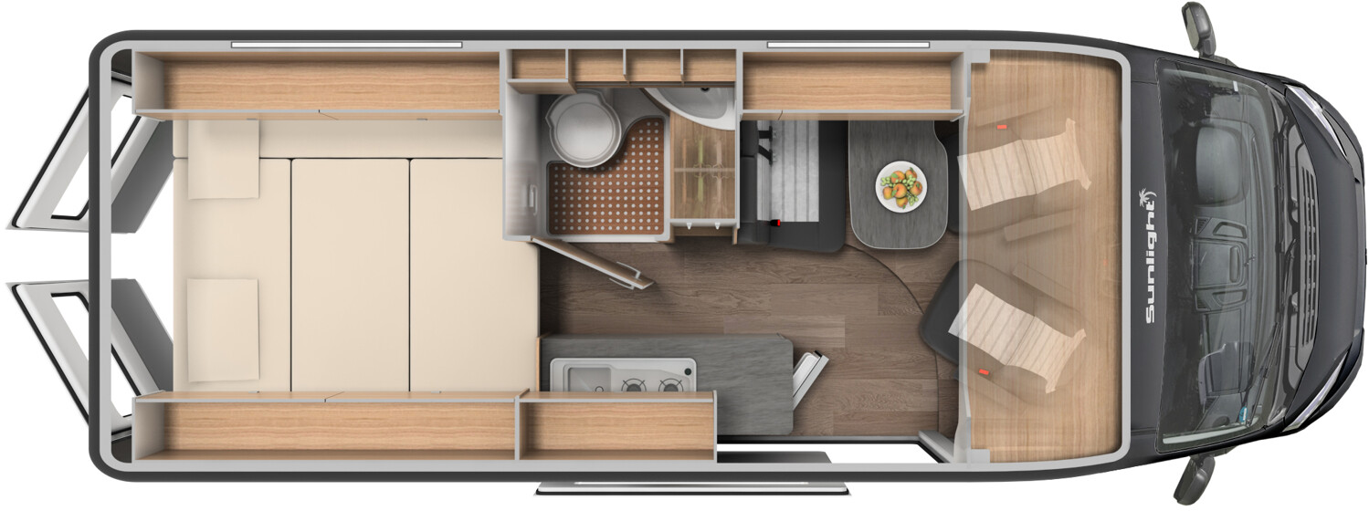 Grundriss Sunlight Cliff XV 640 Solar,AHK,Klima,SAT,Alarmanlage