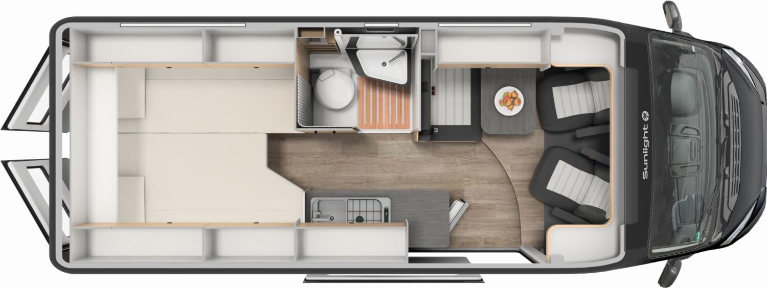 Grundriss Sunlight Cliff X 640 Automatik + Schwenkbad + Skyroof