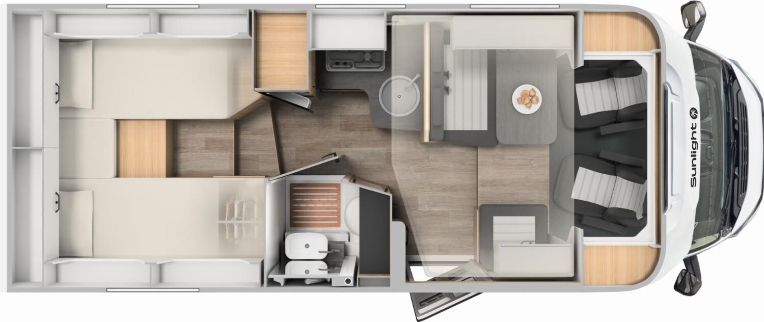 Grundriss Sunlight Adventure T 66S Markise, Hubbett, Radträger