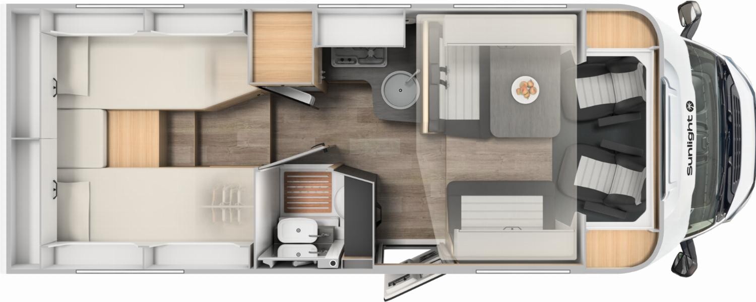 Grundriss Sunlight Adventure T 67 Solar, LTE-Paket, Hubbett