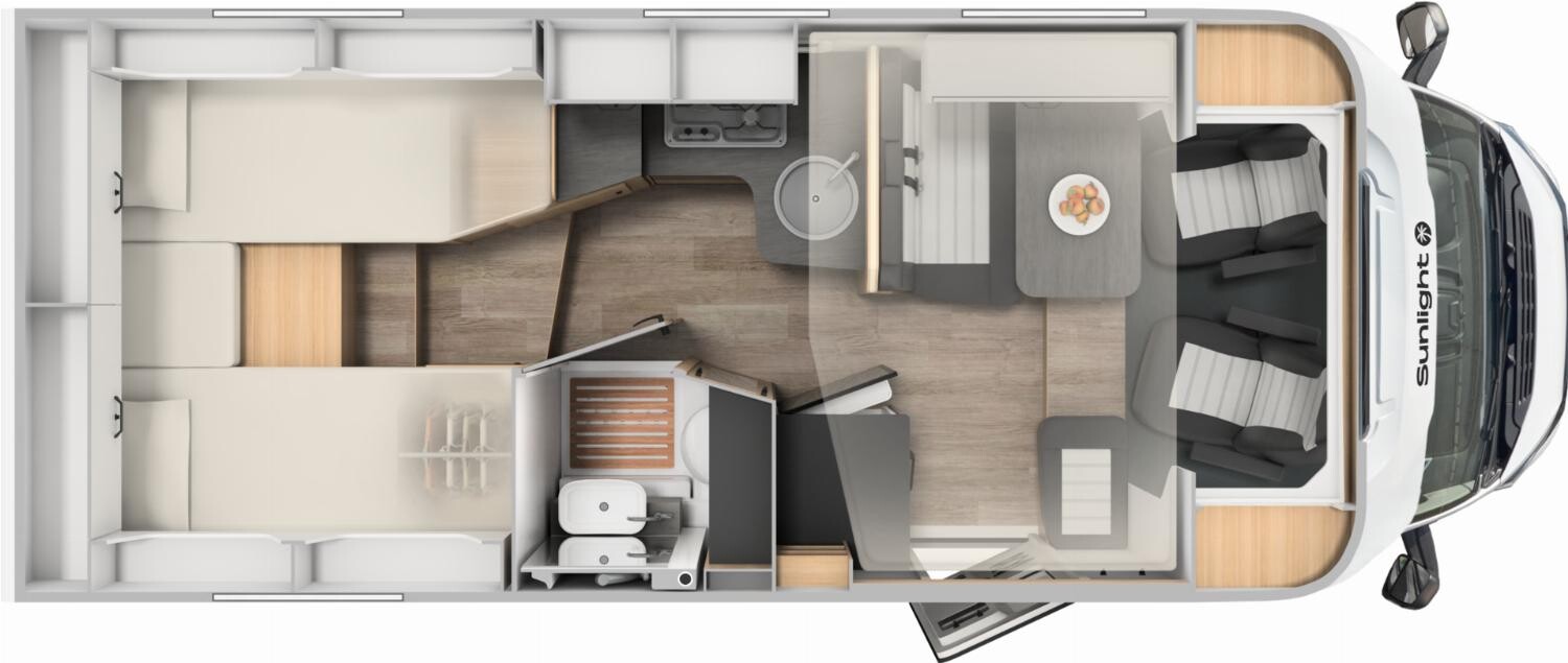 Grundriss Sunlight Adventure T 67S Hubbett + Digitalpaket