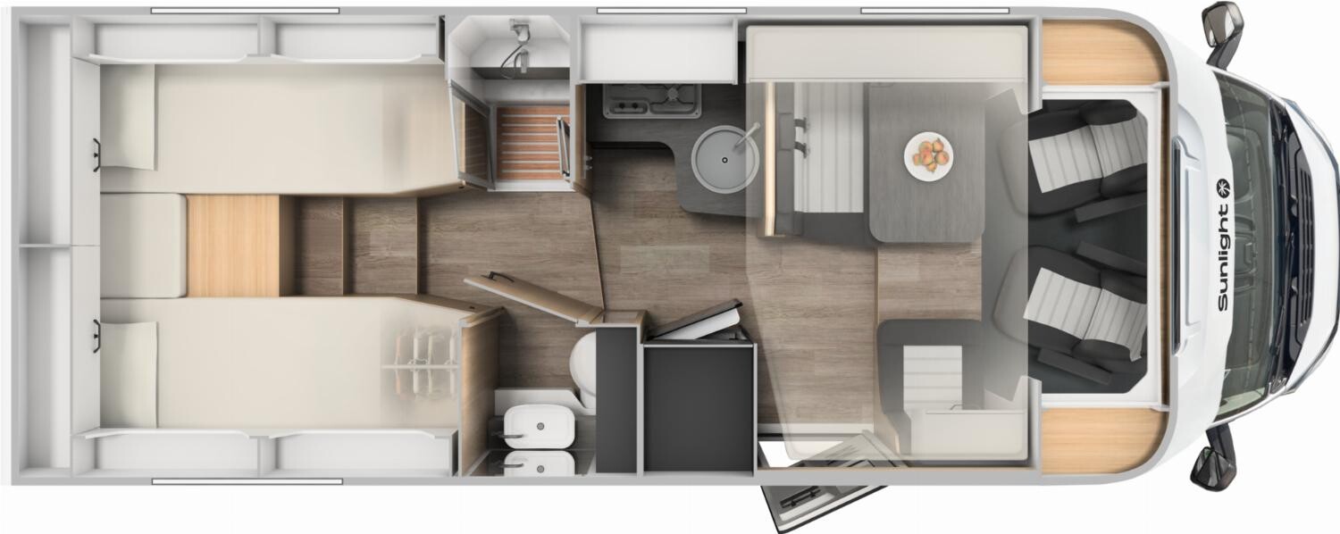 Grundriss Sunlight Adventure T 68 OHNE Hubbett! mit Automatik + ACC