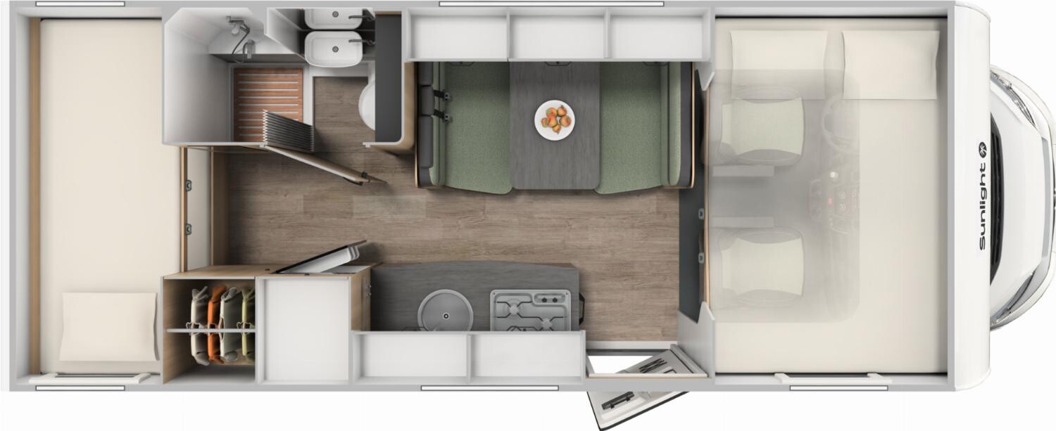 Grundriss Sunlight A 68 8G-Automatik + 6 Sitzplätze !
