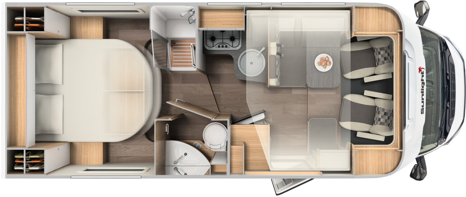 Grundriss Sunlight T 69 S Hydraulik-Stützen HY 4, Navi+RFK, SAT+TV