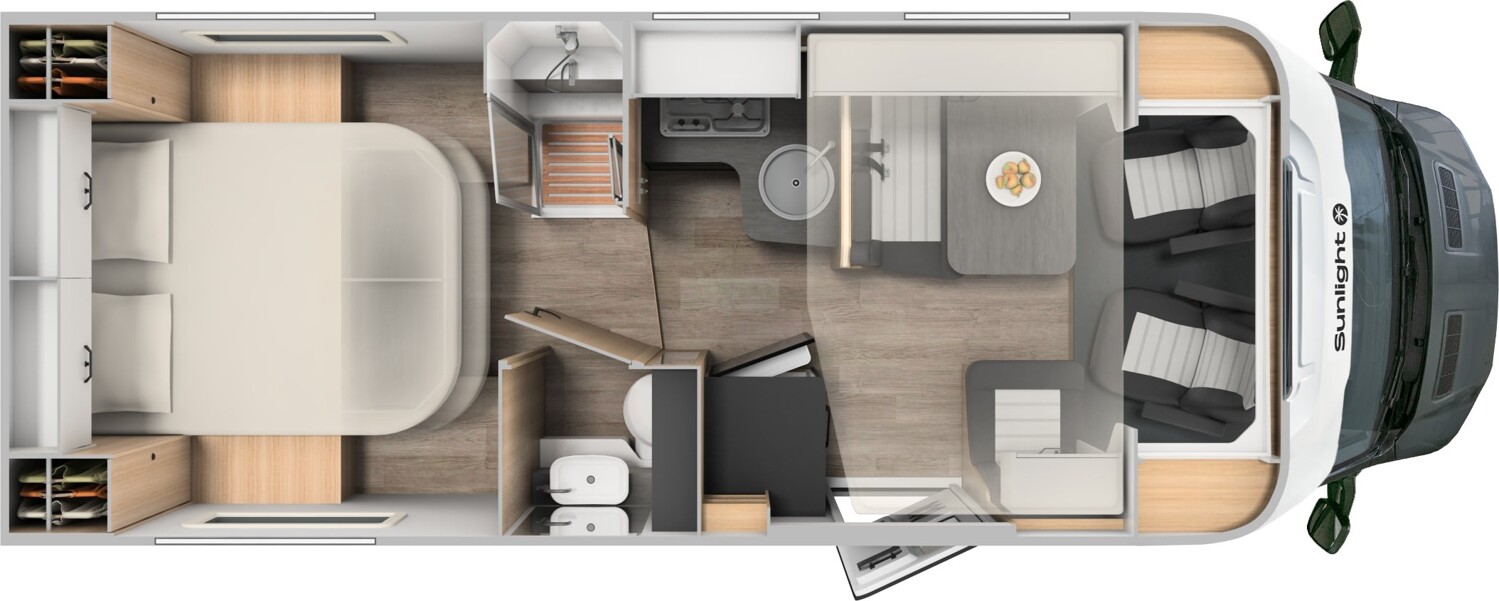 Grundriss Sunlight Adventure T Ford 690L Luftfeder, Klima, Hubbett