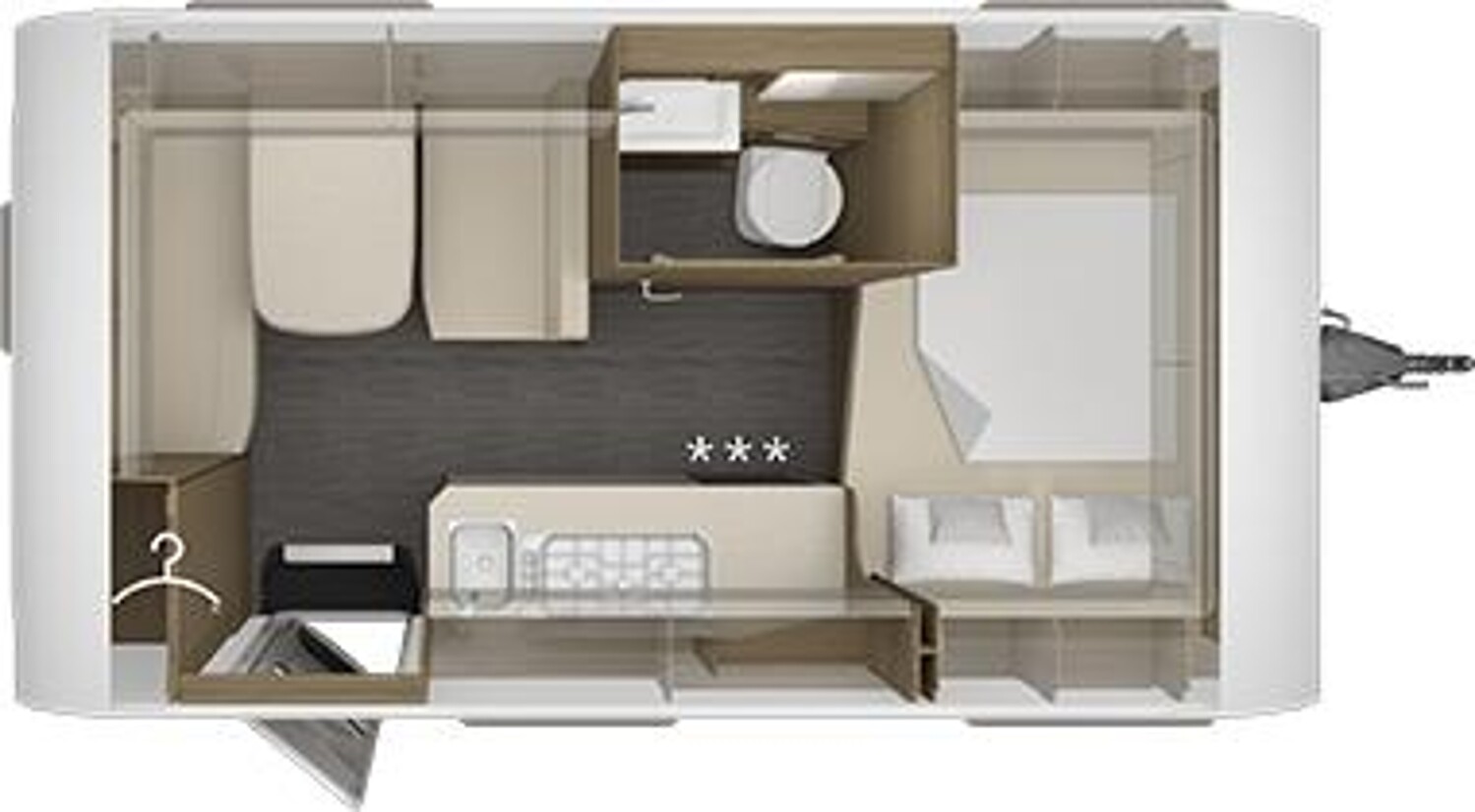 Grundriss Tabbert Cazadora 420 QD aktueller 2026er, mit Markise