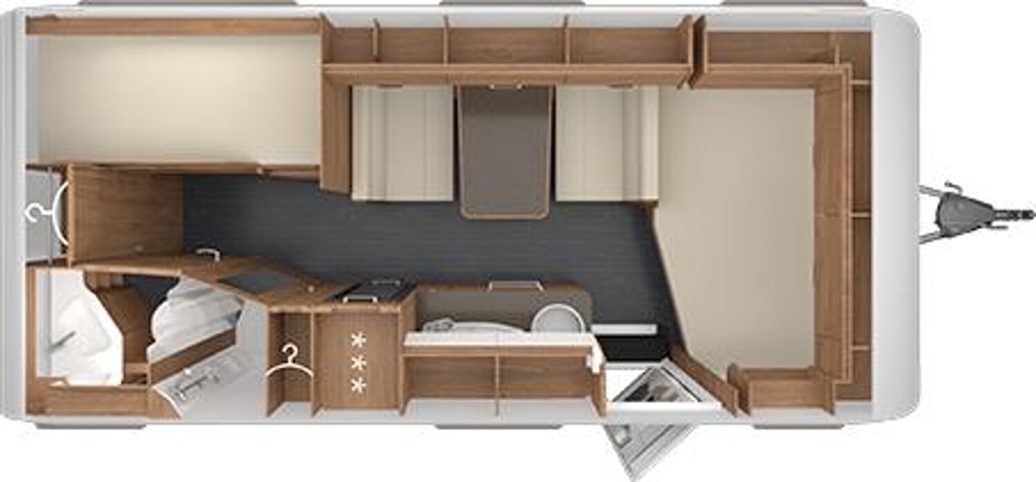 Grundriss Tabbert Da Vinci 500 KD Außenklappe Stockbett + 2T Achse