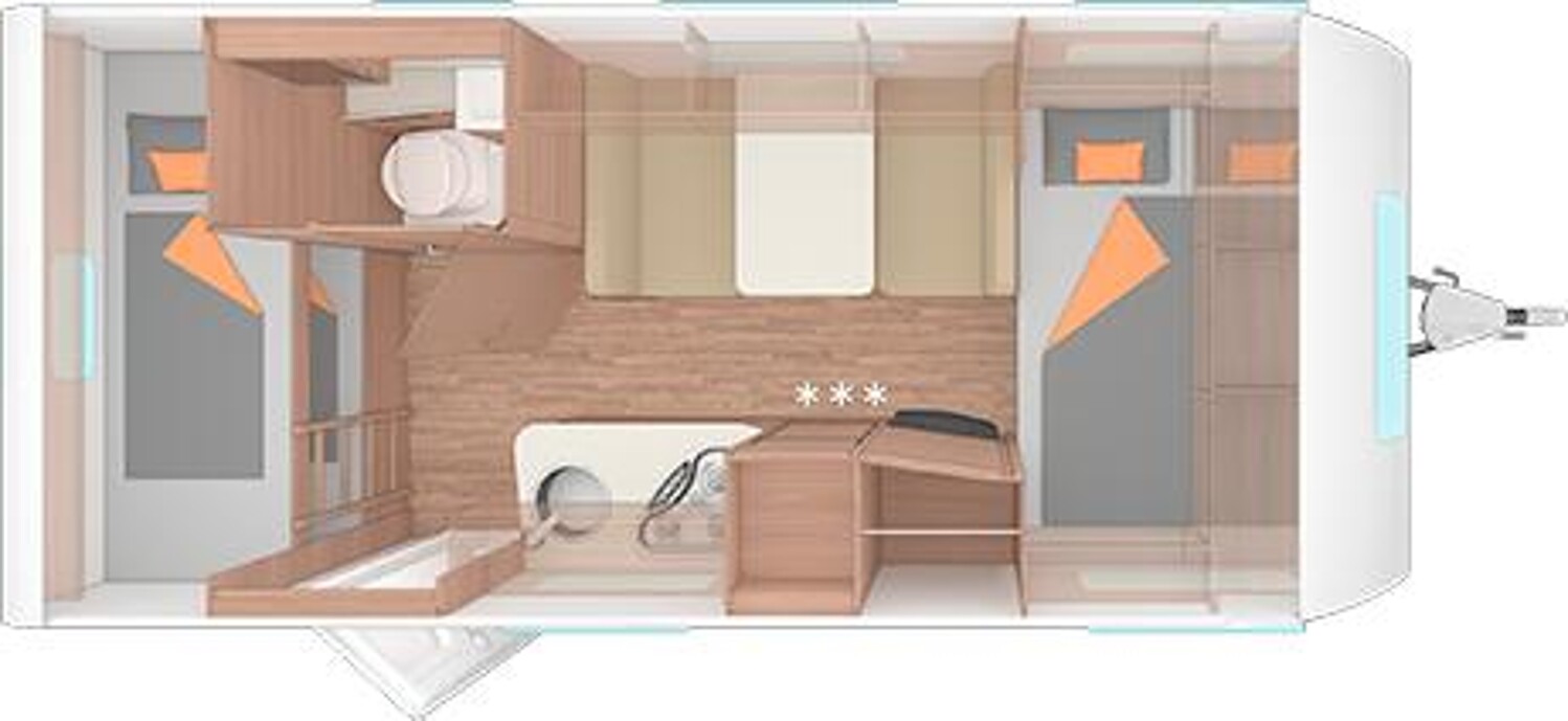 Grundriss Weinsberg CaraOne 480 QDK Mover, Bug- & Toilettenfenster